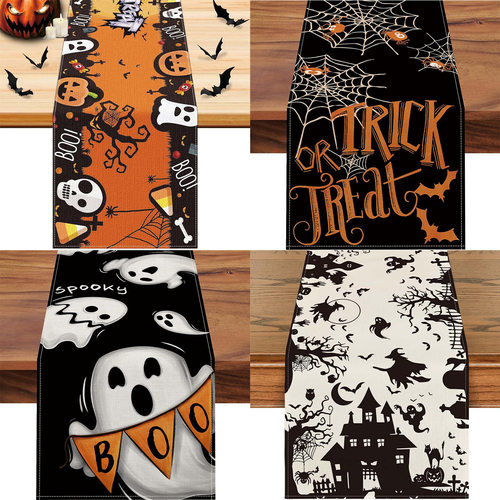 Halloween Skull Bat Ghost Kitchen Table Runner Indoor Outdoo
