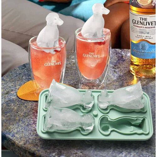 3D Dog-Shaped Ice Lattice Silicone Mold Whiskey Ice Cube Mol