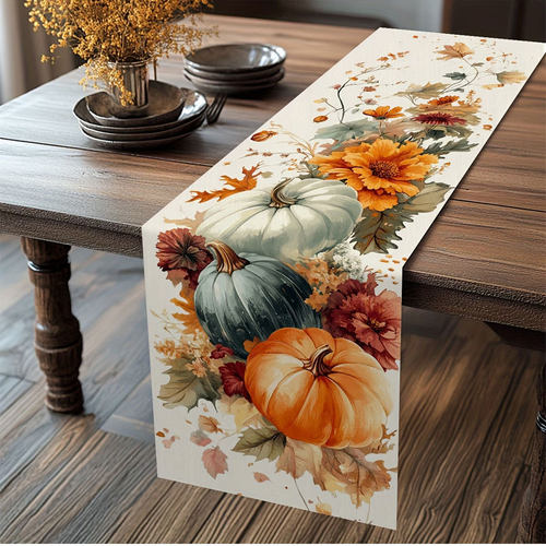 Thanksgiving Table Runner Autumn Pumpkin Printed Table Runne