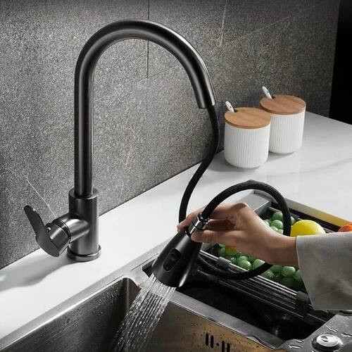 Kitchen Faucet Pull Out Brushed Nickle Stainless Steel Black