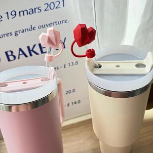 Stanley Straw Bear Cute Cups For Caps Cover Hearts Kawaii