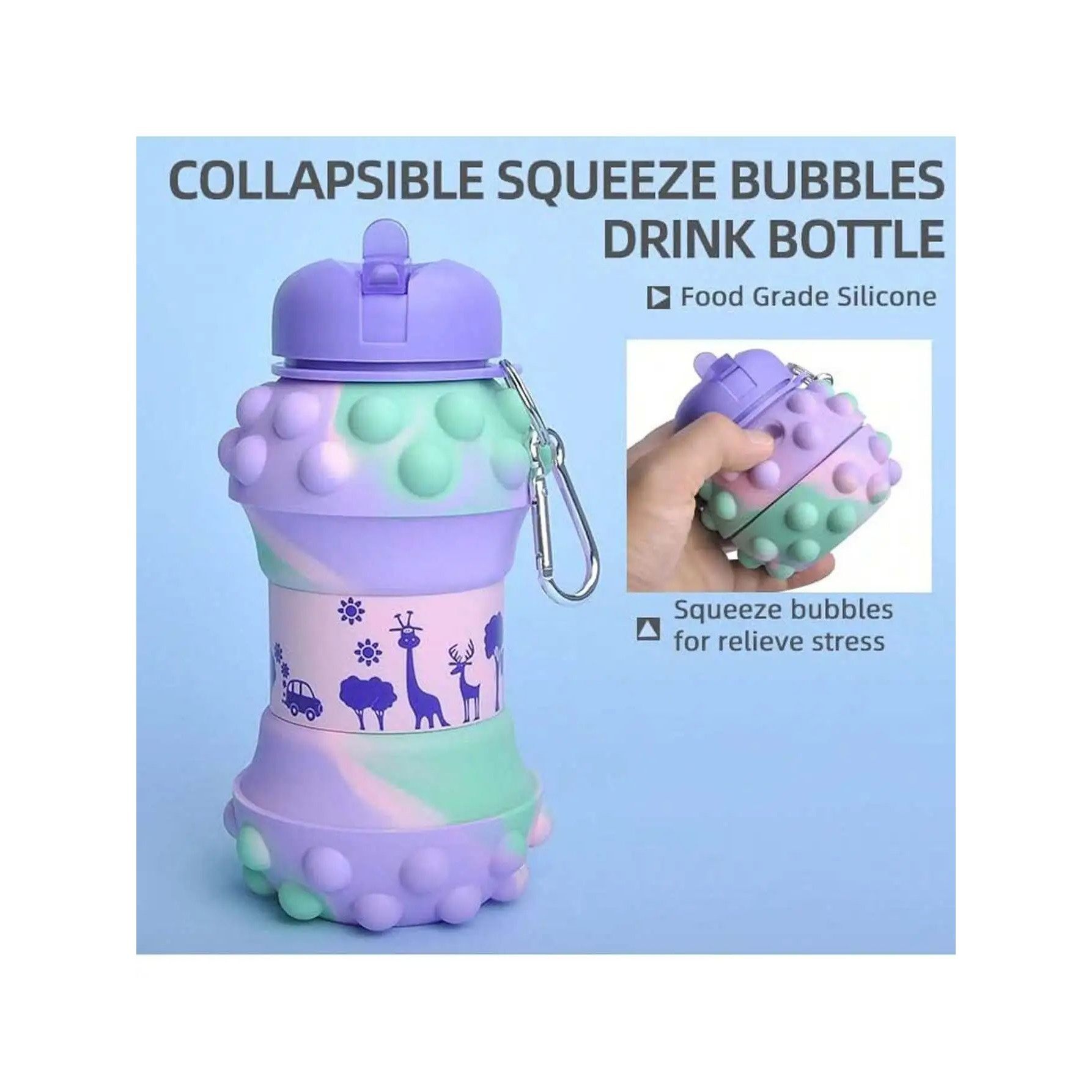Collapsible Water Bottle - BPA-Free Silicone Cup with Straw