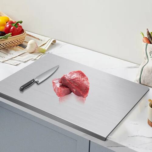 L-shaped Chopping Board Stainless Steel Large Size Doublesid