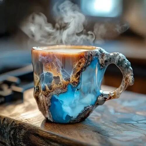 1pc New Multi-Colored Mineral Crystal Coffee Mug, Natural Mi