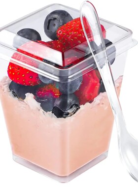 20PCS Plastic 160ml Dessert Cups with Lids Spoons Pudding Cu