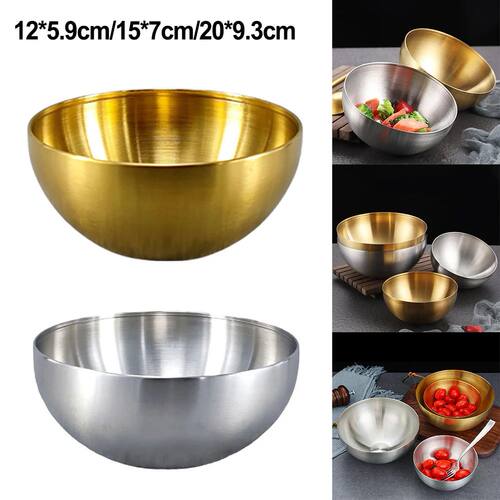 Gold Stainless Steel Fruit Salad Bowls Soup Rice Noodle Rame