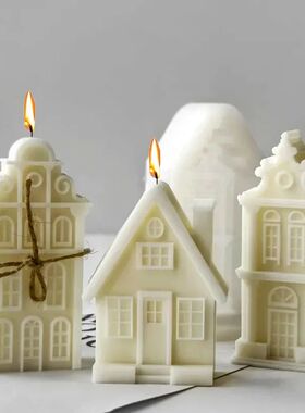 2026 Christmas House Silicone Candle Mold 3D Castle Villa Cr