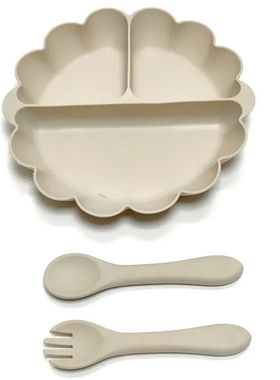 3pcs Silicone dinner plate children eat tableware convenient