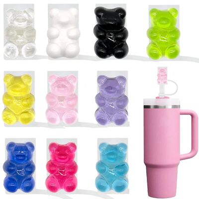 1/10PCS Purple Bear Straw Cover Accessories for Cups,8mm Dus