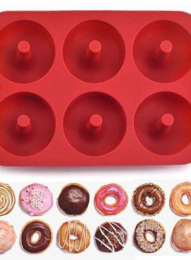 6 Holes Silicone Donut Mold Bagel Pan Non Stick Baking Heat