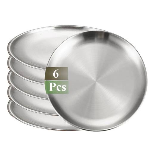 6Pcs Stainless Steel Plate Set BBQ Fried Chicken Barbecue Me