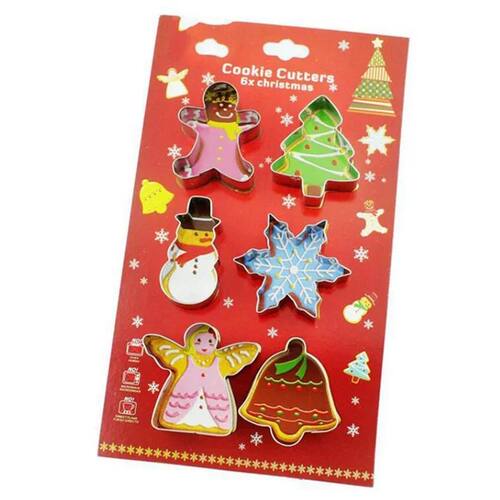 6pcs/set Christmas Cookie Cutter Mold 3D Stainless Steel Bis