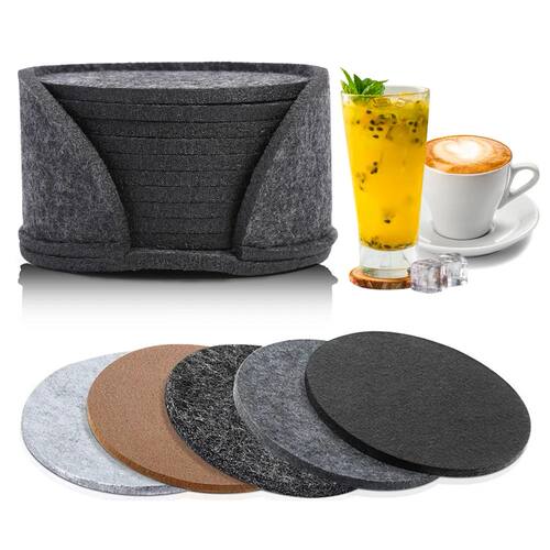 11pcs Round Felt Coaster Dining Table Protector Pad Heat Res