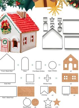 10 Pcs Christmas Cookie Cutter Set Stainless Steel Gingerbre