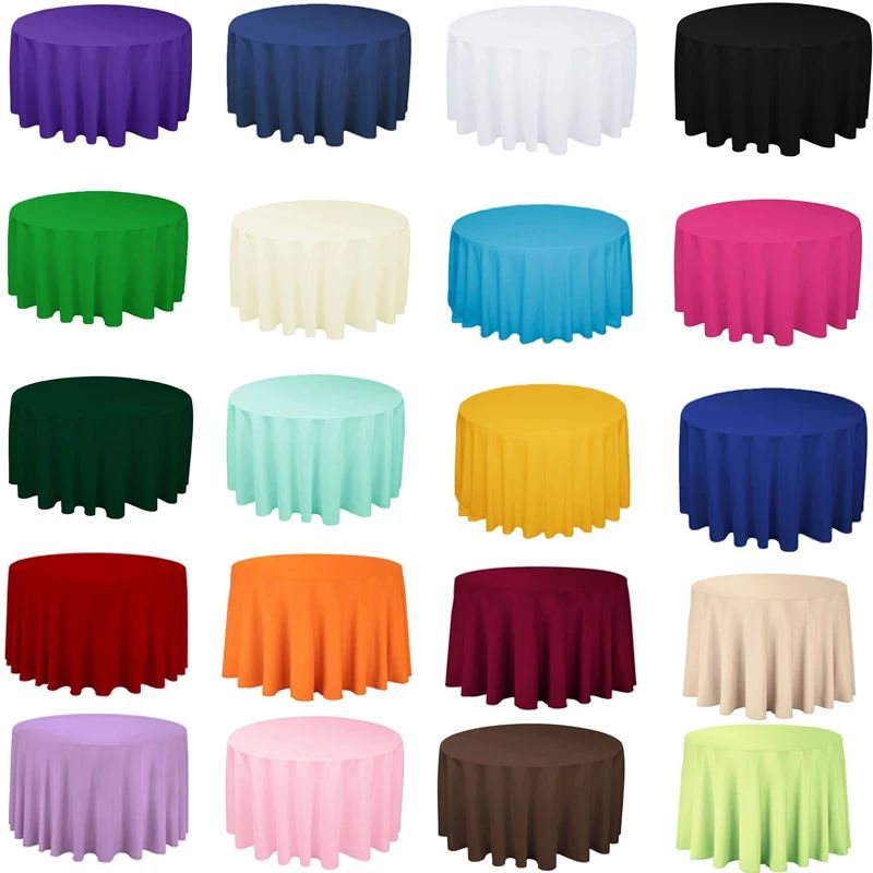1pcs Polyester Round Tablecloth White/Black/Red/Blue/Gold So