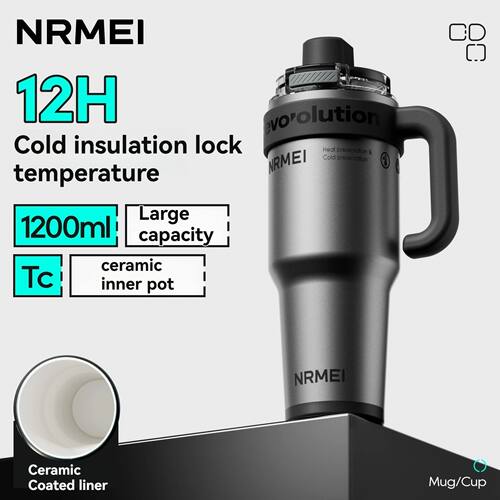 1200ML Ceramic Tumbler Insulated Cup Large Drinkware Stainle