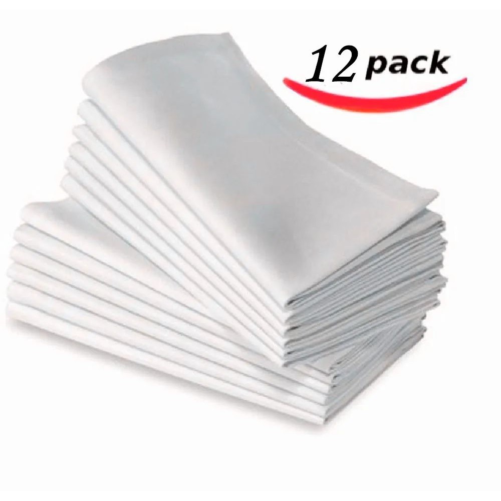 12PC  45x45cm RESTAURANT DINNER CLOTH LINEN WHITE 45x45cm PR