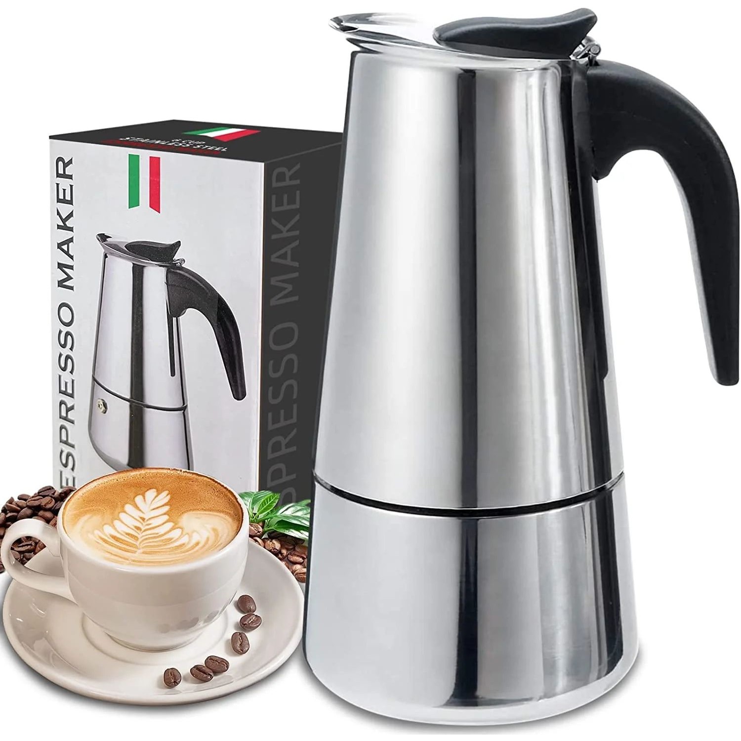 Coffee Pot Stainless Steel Moka Pot Italian Coffee Maker 9 c