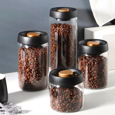 Vacuum Sealed Tank Coffee Beans Storage Glass Bottle Transpa