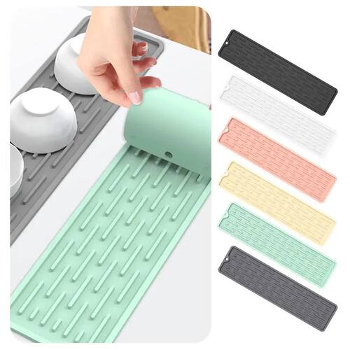 1Pc Kitchen Utensil Drying Mat, Heat-Resistant Silicone Quic