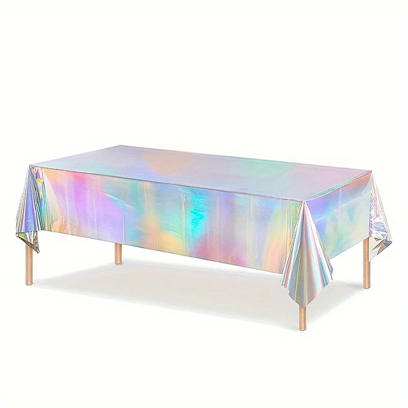 1pc, Laser Rainbow Theme Party Tablecloth,  Disposable Table