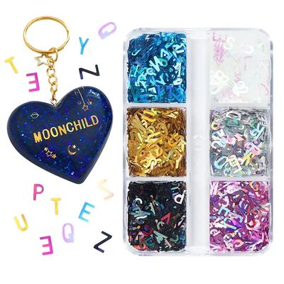 Holographic Glitter English Alphabet Flakes Resin Silicone M