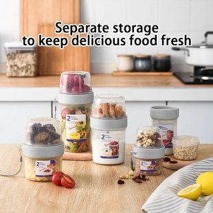 1/2Pcs Double Layer Container Cereal Box Milk Container Port