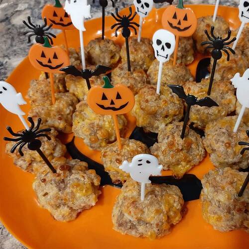 10-30pcs Plastic Halloween Toothpicks Pumpkin Ghost Bat Frui