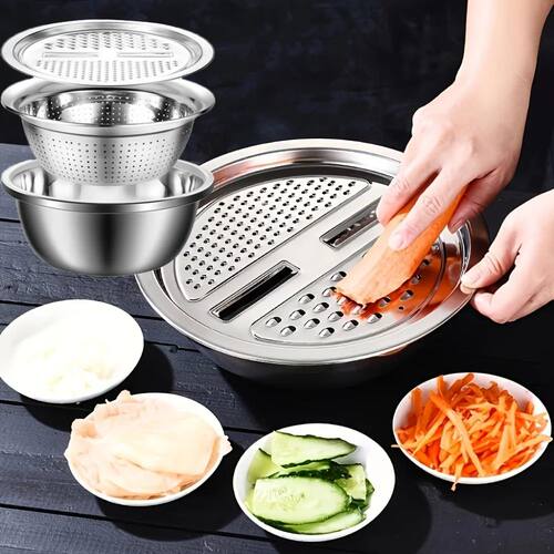 3pcs Stainless Steel Multi-Functional Kitchen Grater Set Dra