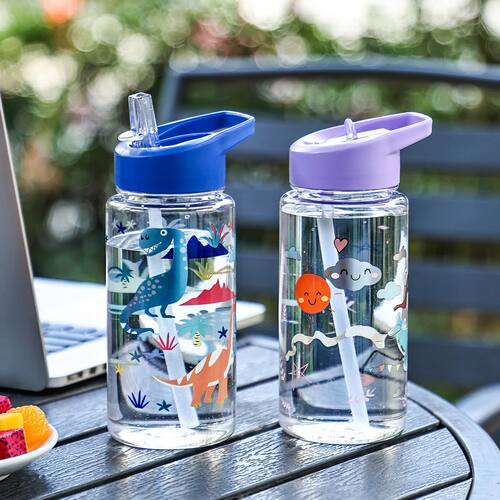 A 500ml Straw Cup, Cute and Portable Dinosaur Ice Cream Wate