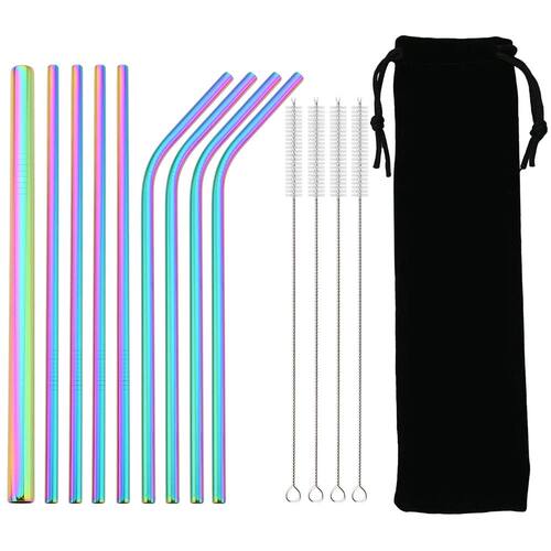 Metal 304 Stainless Steel Straw Straight Bent Drinking Straw