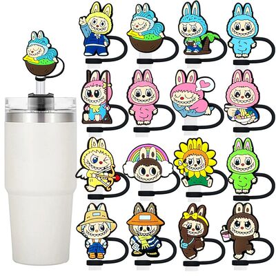1-16pcs Cartoon Straw Cover Cap 10MM Drink Straw Plug Reusab