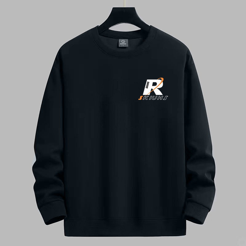 圆领长袖男潮流春秋季宽松打底衫港风外穿大码黑色卫衣休闲男装T