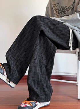 灯芯绒裤子男ins潮流秋冬季港风高街痞帅休闲青少年阔腿直筒宽松