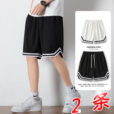 男士短裤夏季宽松休闲外穿潮牌冰丝网眼五分裤子透气速干沙滩中裤