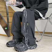 高街帅气男生三防长裤 秋冬裤 子男ins潮流宽松防风防水阔腿伞兵裤