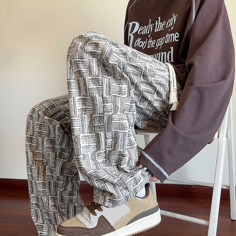 捡漏外贸原单尾货加绒运动裤男士秋冬季宽松大码复古阔腿男装裤子