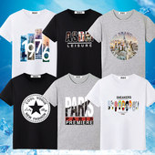 短袖 打底衫 t恤2025夏季 男士 新款 男装 潮流韩版 圆领印花体恤百搭