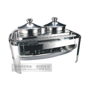 豪华全翻盖不锈钢双头汤炉 半翻盖保温汤煲粥煲 可电加热自助餐具