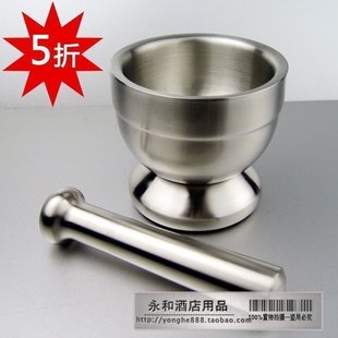 北欧304不锈钢捣药罐压蒜器厨房蒜泥器石臼研钵盅捣碎器研磨器