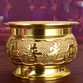 包邮 供佛黄铜香炉佛光普照款 家用财神供具招财进宝铜香炉碗香薰炉