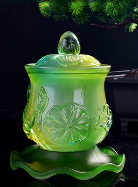 摆件仿琉璃莲花圣水杯