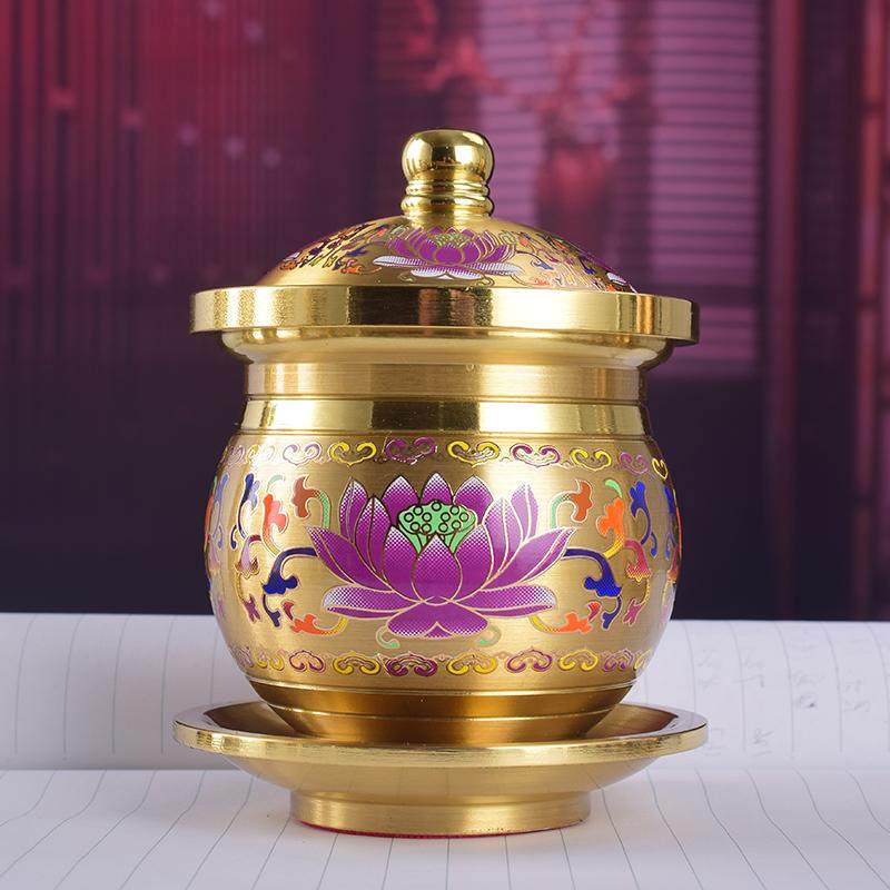 供佛纯黄铜莲花圣水杯佛前素面光身铜贡水杯茶杯加内胆圣水杯包邮