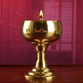 供佛铜油灯佛灯长明贡灯烛台铜碗油灯佛前家用铜杯油灯高脚油灯