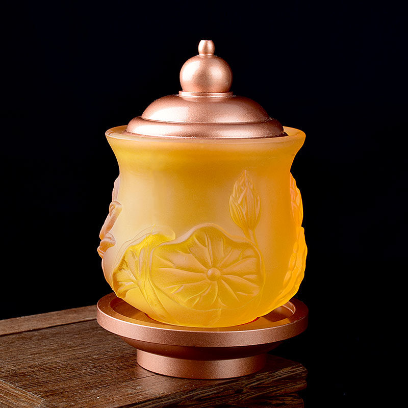 供具仿琉璃圣水杯前净水杯用品莲花贡水杯摆件家用圣水杯包邮