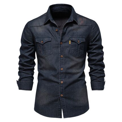 男式长袖衬衫Jeans shirt men's long-sleeved shirt