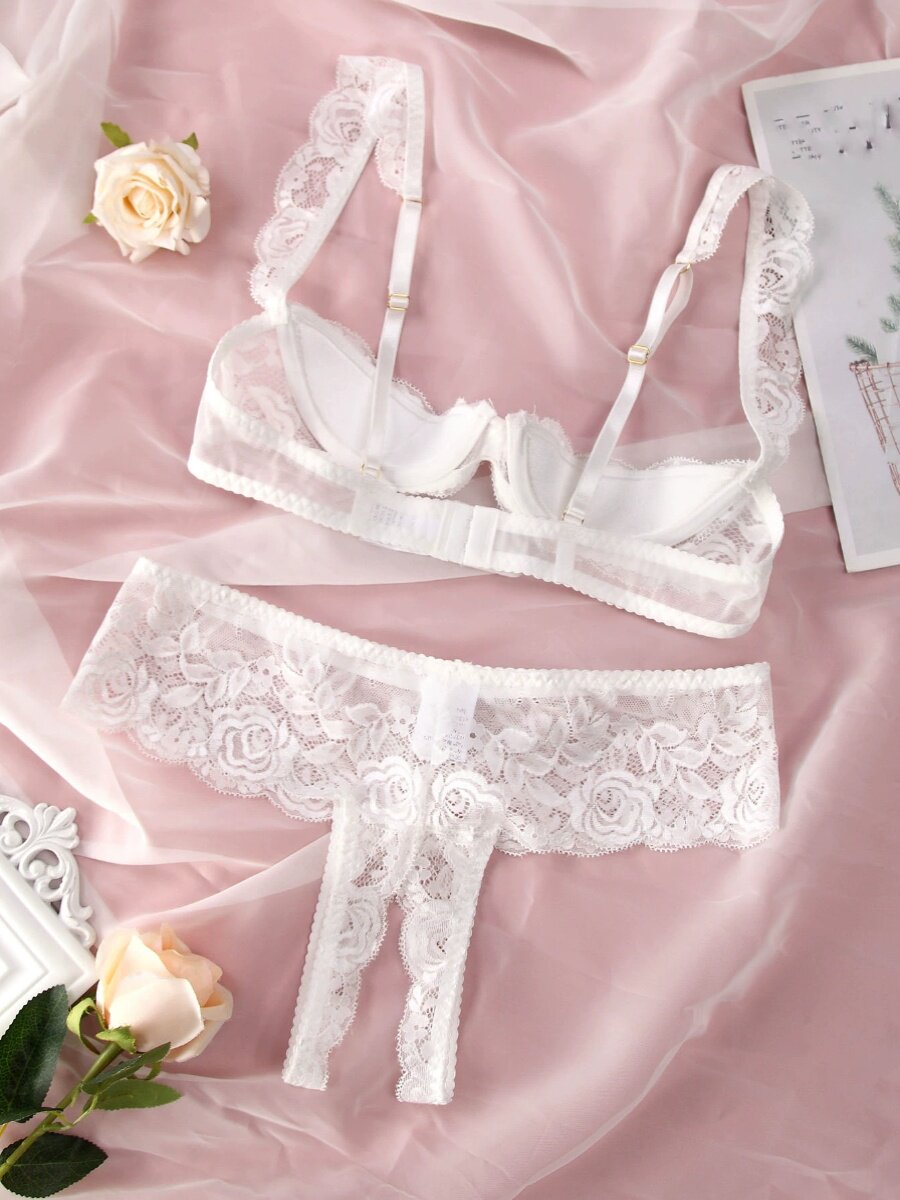 Women's Fun Underwear Transparent Lace Sexy Bra Set