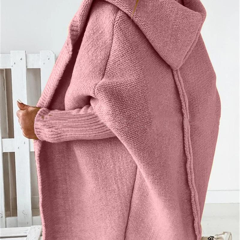 2024 New cardigan coat casual knit jacket 针织连帽蝙蝠袖外套