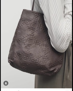 Caifrog 原厂皮图腾编织Astra保龄球腋下包头层植鞣羊皮单肩包包