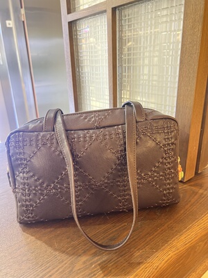 Caifrog原厂皮图腾编织保龄球腋下包头层植鞣羊皮单肩包包